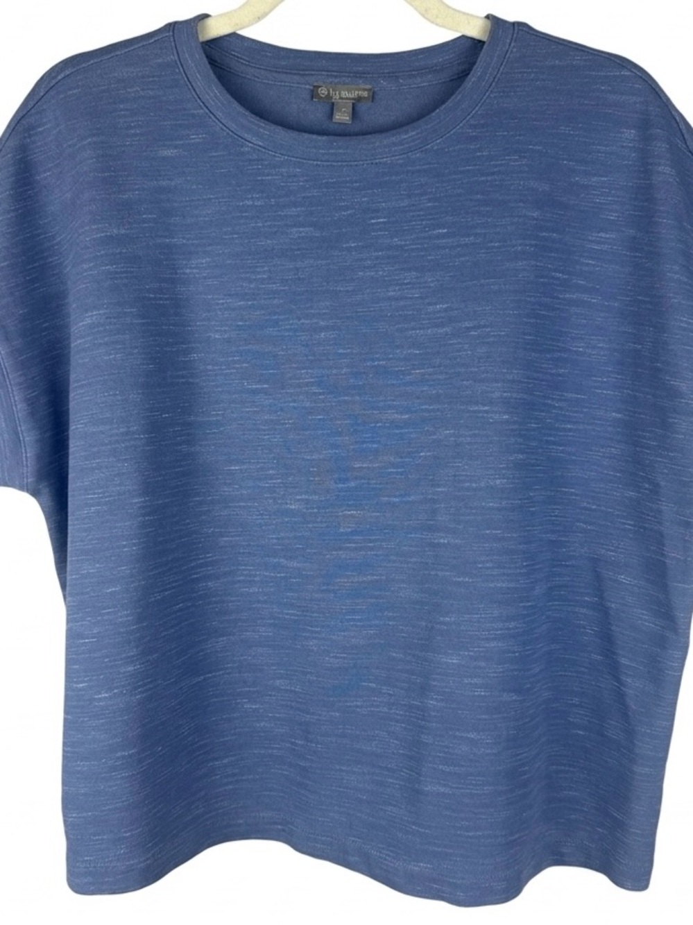 T by Talbots Cotton Blend Blue Space Dye Slub Knit Dolman Sleeve Tee Top Size M